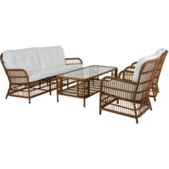 Brafab Anemon Loungeset 5 Zitplaatsen, Naturel/Wit
