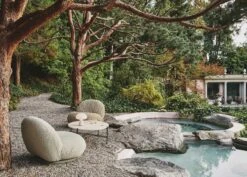 Gubi Pacha Outdoor Loungestoel, Dedar Chevron Outdoor Fr 008, Mosgroene Voet -Tuin Verkoop gubi pacha outdoor loungestoel 11