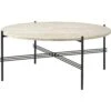Gubi TS Outdoor Salontafel Ø80x35 Cm, Zwart/Wit Travertijn -Tuin Verkoop gubi ts outdoor coffee table 80 black white travertin 0